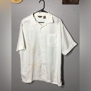 Café Luna Guayavera Men’s Short Sleeve Button Up Embroidered Palms Trees Size L